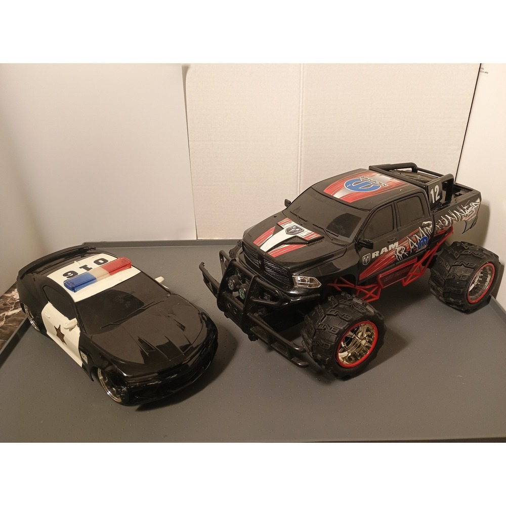New Bright RC Cars Dodge Ram Runner & JadaToys Chevy Camaro Police (No Remotes)